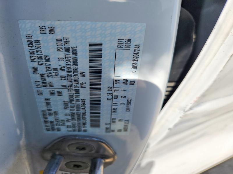 59315016 :رقم المزاد ، 1FMCU0F69LUA76449 vin ، 2020 Ford Escape مزاد بيع