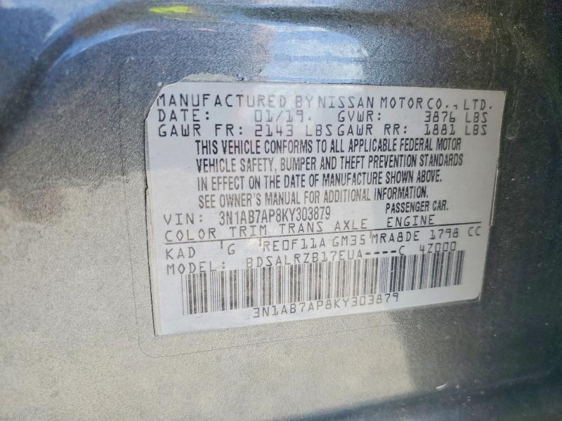 Aukcja sprzedaży 2019 Nissan Sentra, vin: 3N1AB7AP8KY303879, numer aukcji: 56817666