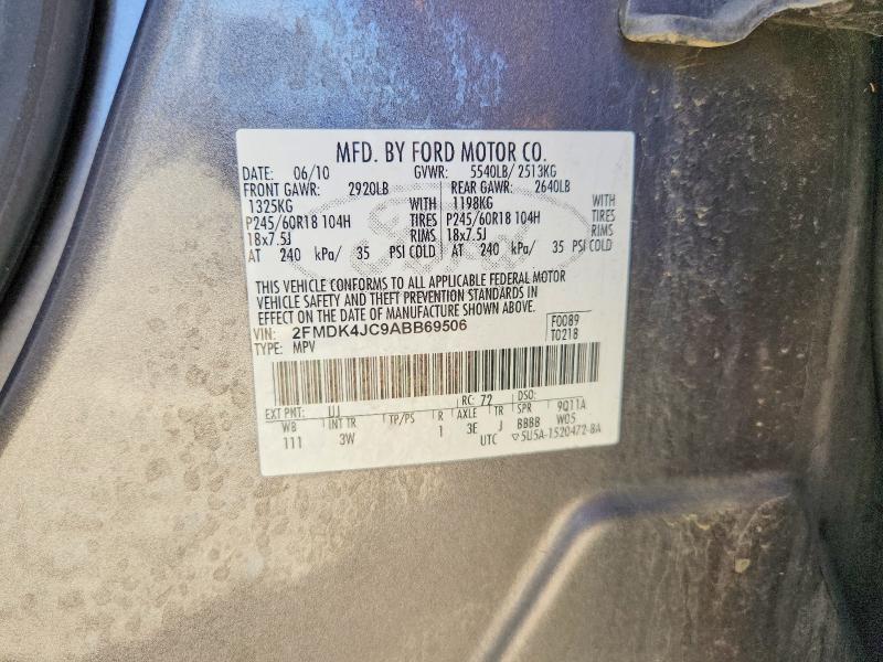 56651746 :رقم المزاد ، 2FMDK4JC9ABB69506 vin ، 2010 Ford Edge مزاد بيع