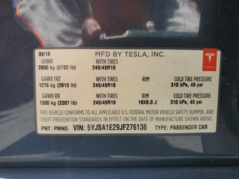 Продаж на аукціоні авто 2018 Tesla Model S, vin: 5YJSA1E29JF276136, номер лоту: 55950116