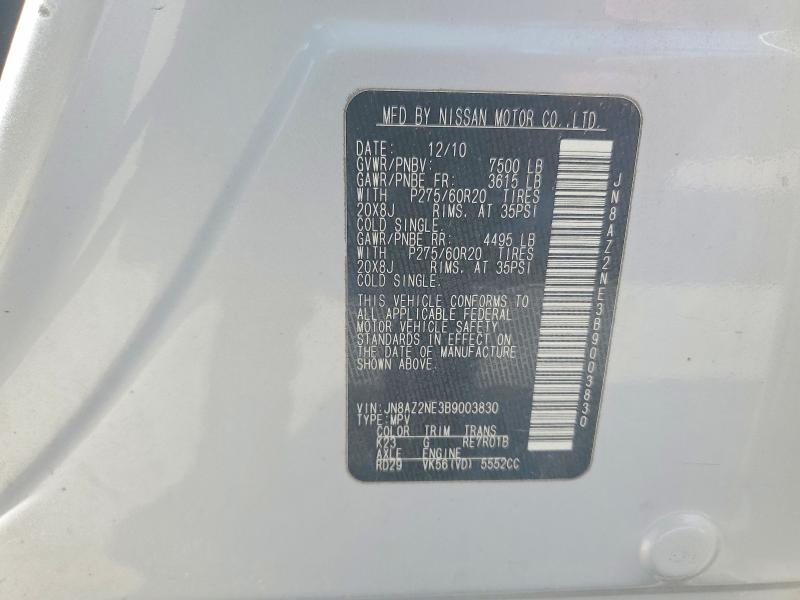 56126996 :رقم المزاد ، JN8AZ2NE3B9003830 vin ، 2011 Infiniti Qx56 مزاد بيع