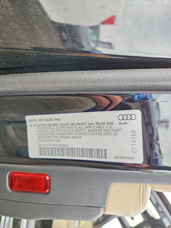 57845756 :رقم المزاد ، WAUEAAF44RN010305 vin ، 2024 Audi A4 مزاد بيع