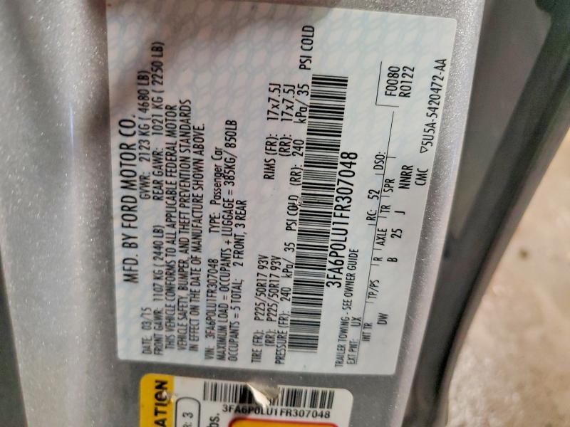 Aukcja sprzedaży 2015 Ford Fusion, vin: 3FA6P0LU1FR307048, numer aukcji: 58023986