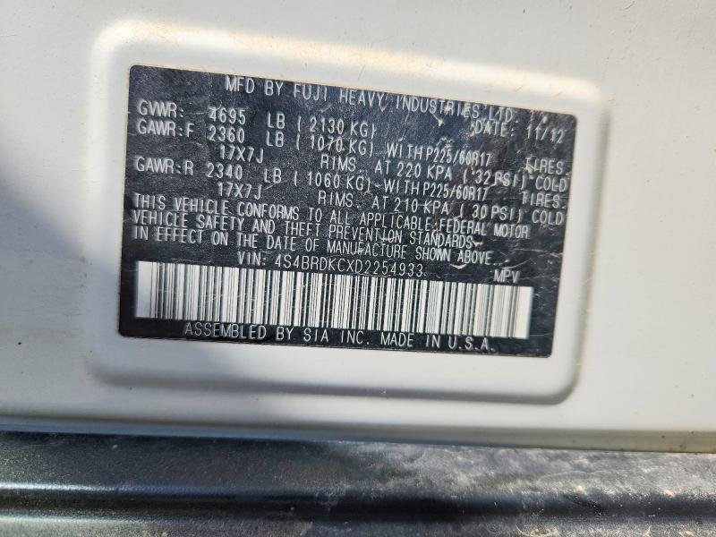 Aukcja sprzedaży 2013 Subaru Outback, vin: 4S4BRDKCXD2254933, numer aukcji: 58999156