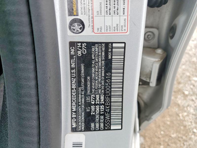 Aukcja sprzedaży 2015 Mercedes-benz C, vin: 55SWF4KB8FU005616, numer aukcji: 58647226