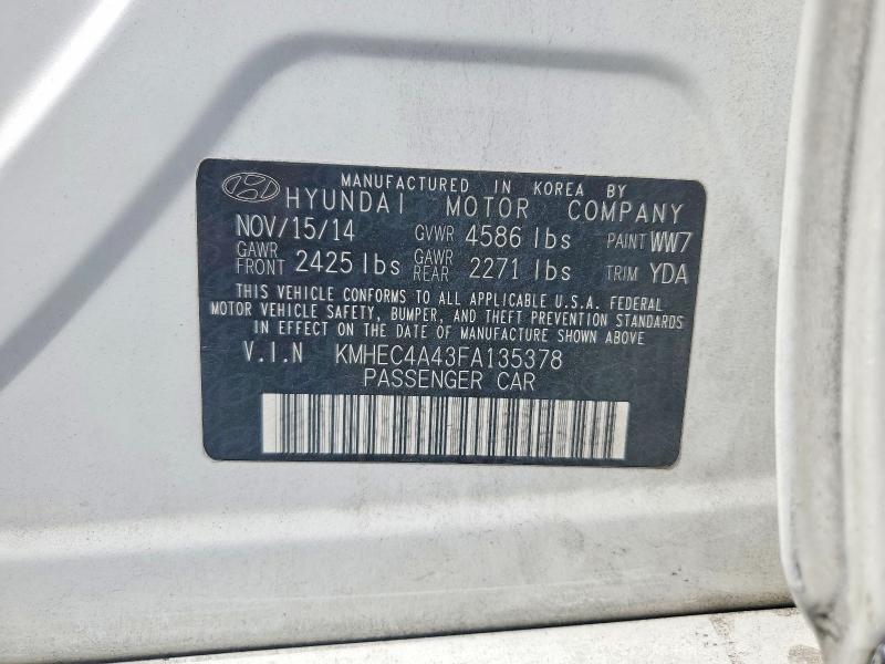Продажа на аукционе авто 2015 Hyundai Sonata Hybrid, vin: KMHEC4A43FA135378, номер лота: 57077066