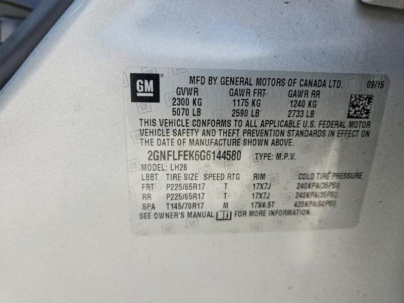 Продажа на аукционе авто 2016 Chevrolet Equinox, vin: 2GNFLFEK6G6144580, номер лота: 57597206