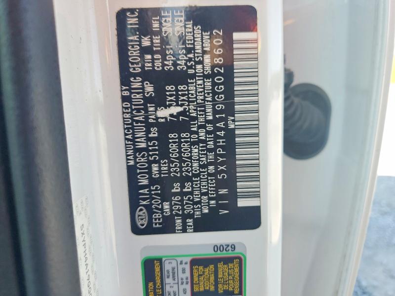 55509836 :رقم المزاد ، 5XYPH4A19GG028602 vin ، 2016 Kia Sorento مزاد بيع