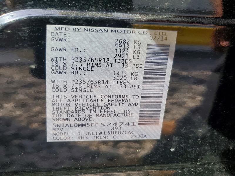 Aukcja sprzedaży 2014 Infiniti Qx60, vin: 5N1AL0MM5EC524741, numer aukcji: 56776326