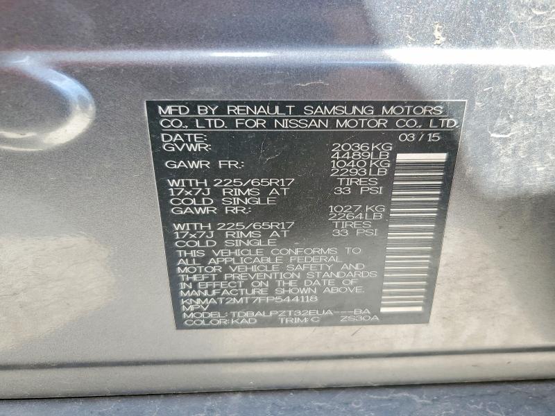 55149726 :رقم المزاد ، KNMAT2MT7FP544118 vin ، 2015 Nissan Rogue مزاد بيع