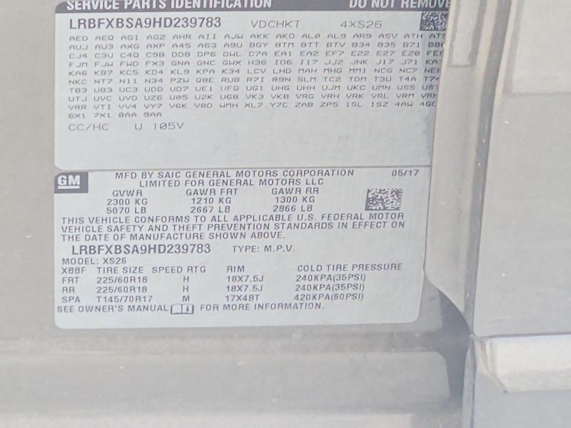 Aukcja sprzedaży 2017 Buick Envision, vin: LRBFXBSA9HD239783, numer aukcji: 56997656