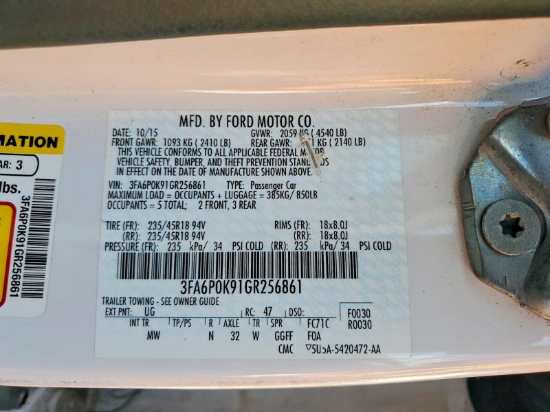 Продажа на аукционе авто 2016 Ford Fusion, vin: 3FA6P0K91GR256861, номер лота: 56479846