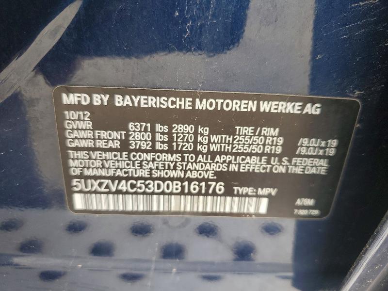 2013 Bmw X5 მანქანა იყიდება აუქციონზე, vin: 5UXZV4C53D0B16176, აუქციონის ნომერი: 58414056