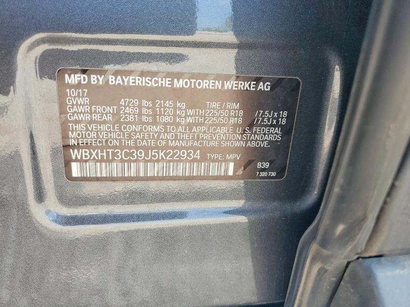 58997616 :رقم المزاد ، WBXHT3C39J5K22934 vin ، 2018 Bmw X1 مزاد بيع