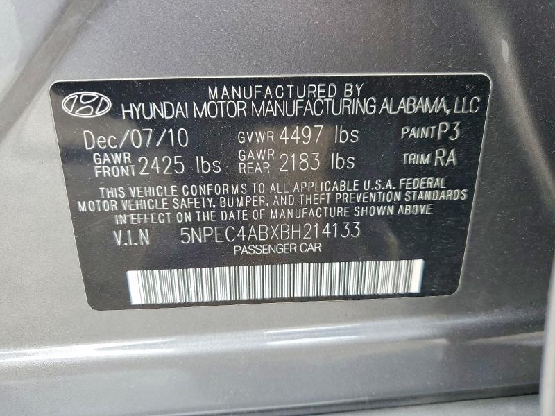 57213416 :رقم المزاد ، 5NPEC4ABXBH214133 vin ، 2011 Hyundai Sonata مزاد بيع