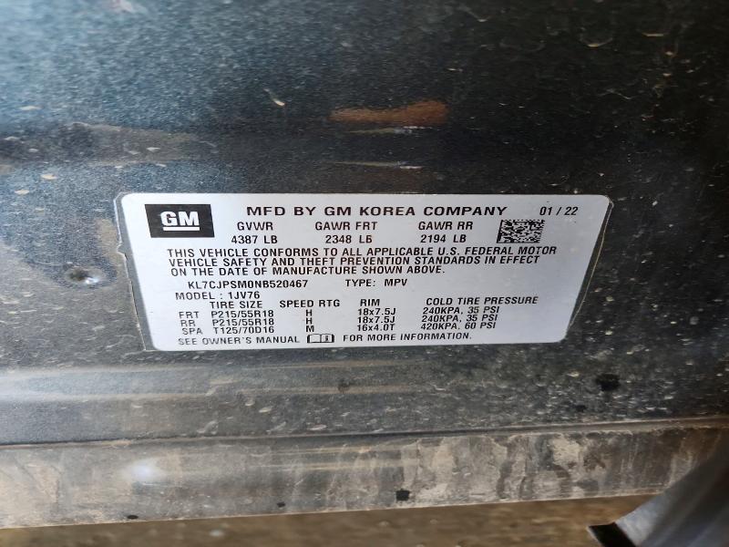 Продажа на аукционе авто 2022 Chevrolet Trax, vin: KL7CJPSM0NB520467, номер лота: 56106456