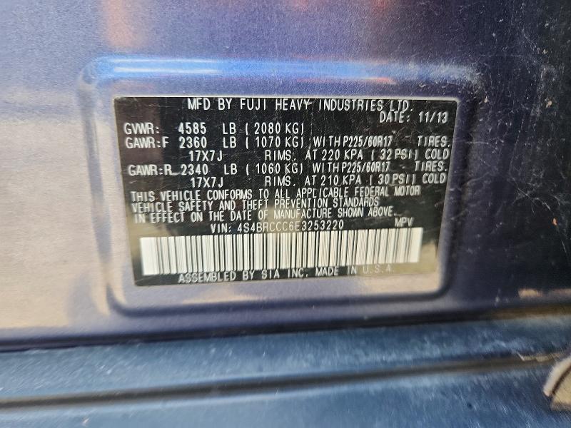 2014 Subaru Outback მანქანა იყიდება აუქციონზე, vin: 4S4BRCCC6E3253220, აუქციონის ნომერი: 57401266
