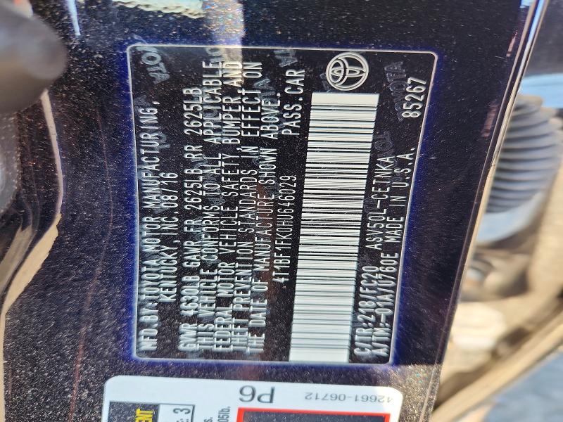 Auction sale of the 2017 Toyota Camry, vin: 4T1BF1FK0HU646029, lot number: 55545846