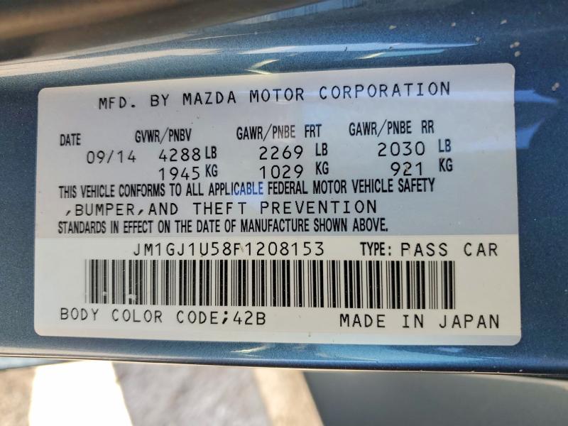 Продаж на аукціоні авто 2015 Mazda 6, vin: JM1GJ1U58F1208153, номер лоту: 57587446