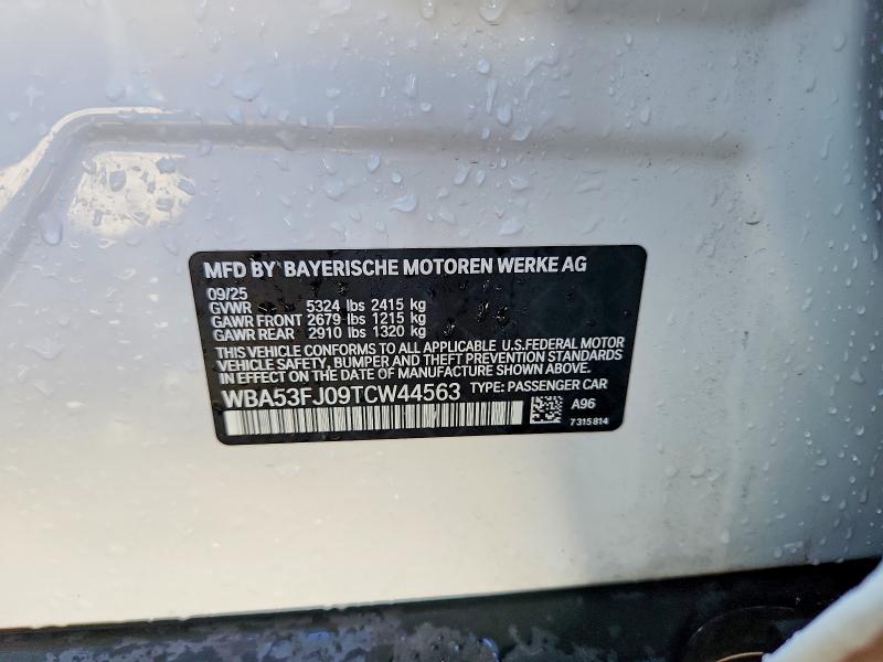 58232666 :رقم المزاد ، WBA53FJ09TCW44563 vin ، 2026 Bmw 530 مزاد بيع