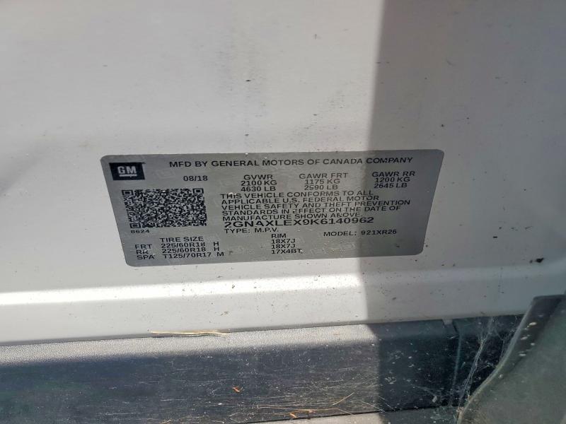 Продаж на аукціоні авто 2019 Chevrolet Equinox, vin: 2GNAXLEX9K6140962, номер лоту: 56576006