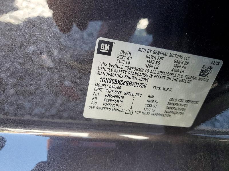 Продажа на аукционе авто 2016 Chevrolet Tahoe, vin: 1GNSCBKC6GR291250, номер лота: 58409106
