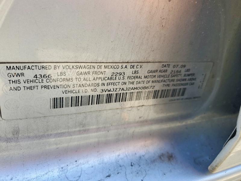 58290976 :رقم المزاد ، 3VWJZ7AJ2AM008672 vin ، 2010 Volkswagen Jetta مزاد بيع