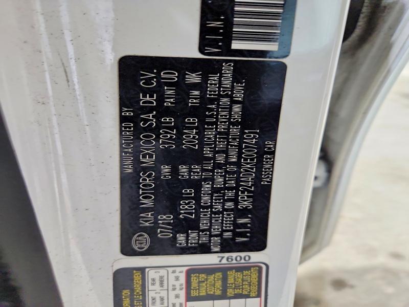 57046776 :رقم المزاد ، 3KPF24AD2KE007491 vin ، 2019 Kia Forte مزاد بيع