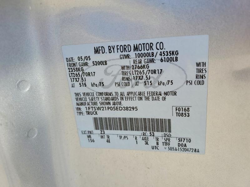 56444306 :رقم المزاد ، 1FTSW21P05ED38295 vin ، 2005 Ford F250 مزاد بيع