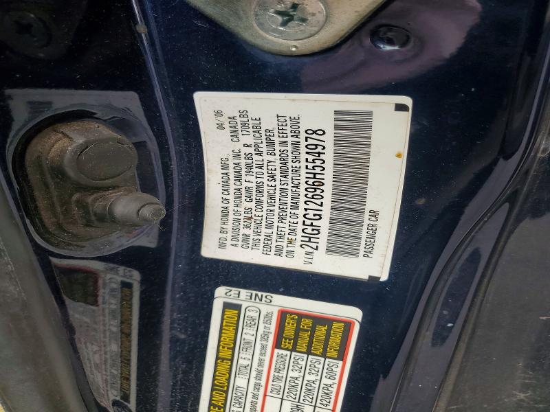 Продаж на аукціоні авто 2006 Honda Civic, vin: 2HGFG12696H554978, номер лоту: 57952966