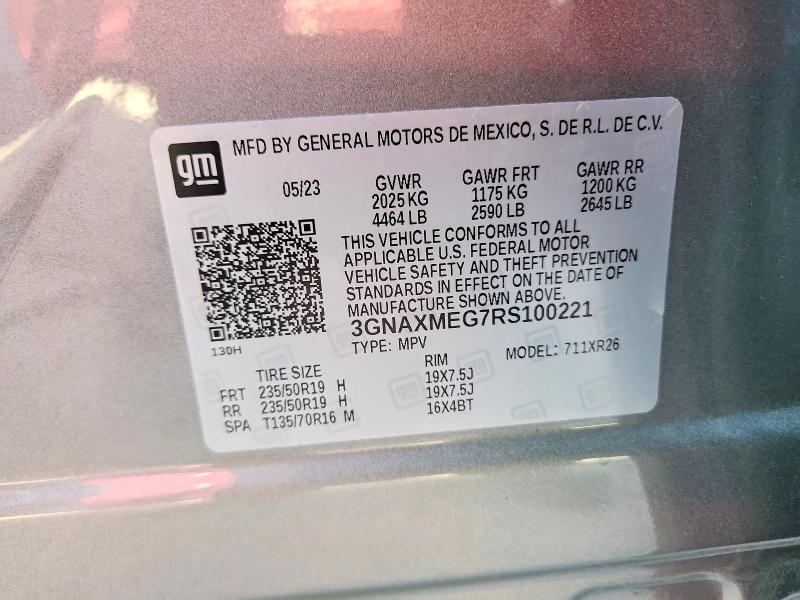 58118396 :رقم المزاد ، 3GNAXMEG7RS100221 vin ، 2024 Chevrolet Equinox مزاد بيع