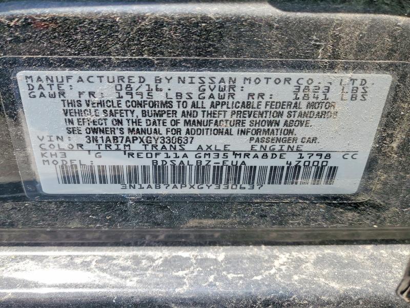 Aukcja sprzedaży 2016 Nissan Sentra, vin: 3N1AB7APXGY330637, numer aukcji: 56116576