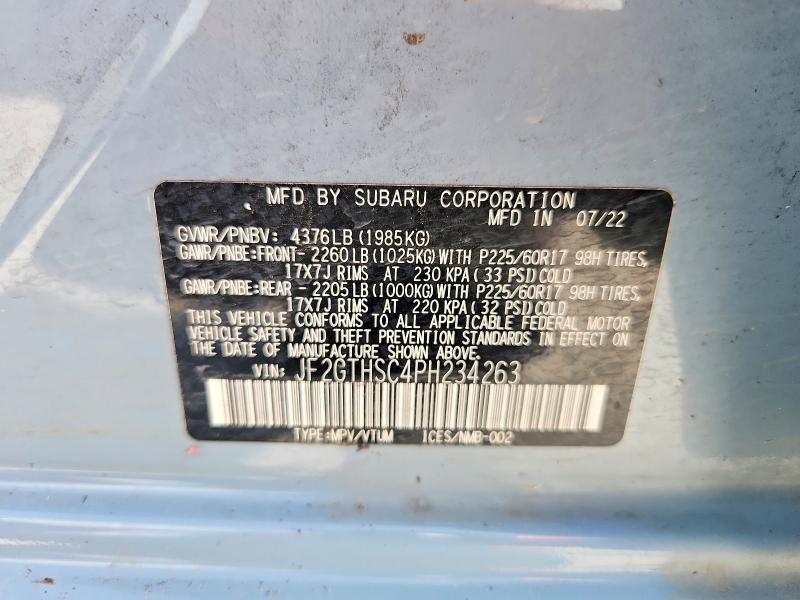 Aukcja sprzedaży 2023 Subaru Crosstrek, vin: JF2GTHSC4PH234263, numer aukcji: 59121866