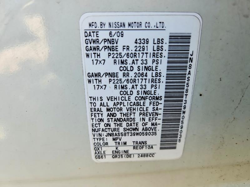 Aukcja sprzedaży 2009 Nissan Rogue, vin: JN8AS58T39W059035, numer aukcji: 56414996