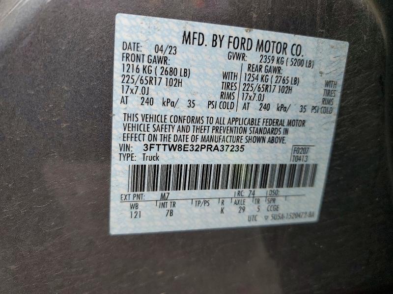 Продаж на аукціоні авто 2023 Ford Maverick, vin: 3FTTW8E32PRA37235, номер лоту: 58071306