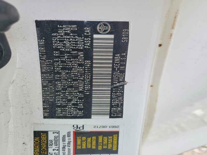 58264666 :رقم المزاد ، 4T1BD1FK5EU111408 vin ، 2014 Toyota Camry Hybrid مزاد بيع