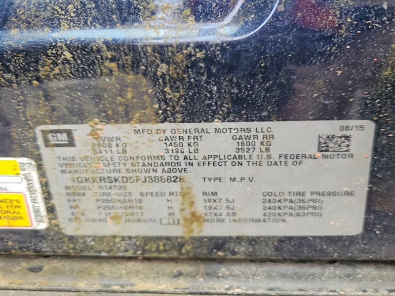 57495786 :رقم المزاد ، 1GKKRSKD5FJ388828 vin ، 2015 Gmc Acadia مزاد بيع