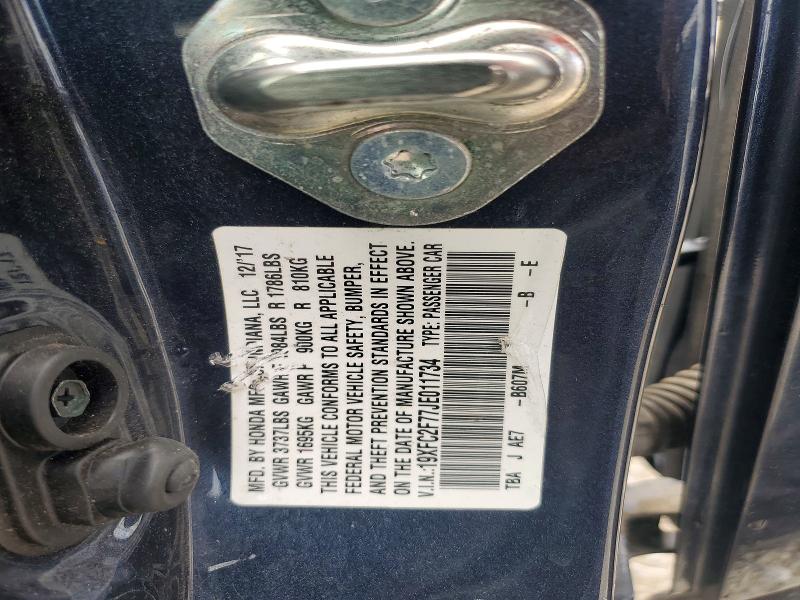 Продаж на аукціоні авто 2018 Honda Civic, vin: 19XFC2F77JE011734, номер лоту: 57022436