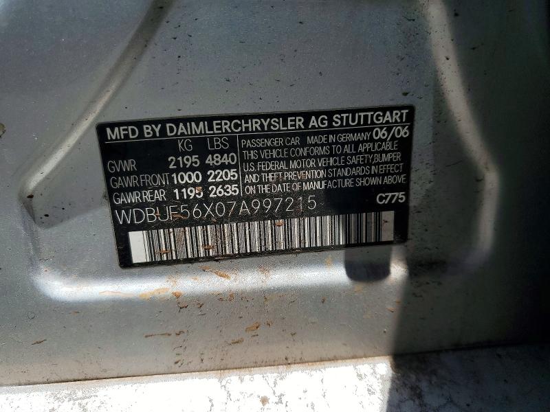 Продаж на аукціоні авто 2007 Mercedes-benz E, vin: WDBUF56X07A997215, номер лоту: 57438326