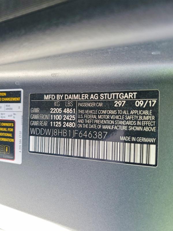 2018 Mercedes-benz C მანქანა იყიდება აუქციონზე, vin: WDDWJ8HB1JF646387, აუქციონის ნომერი: 57204436