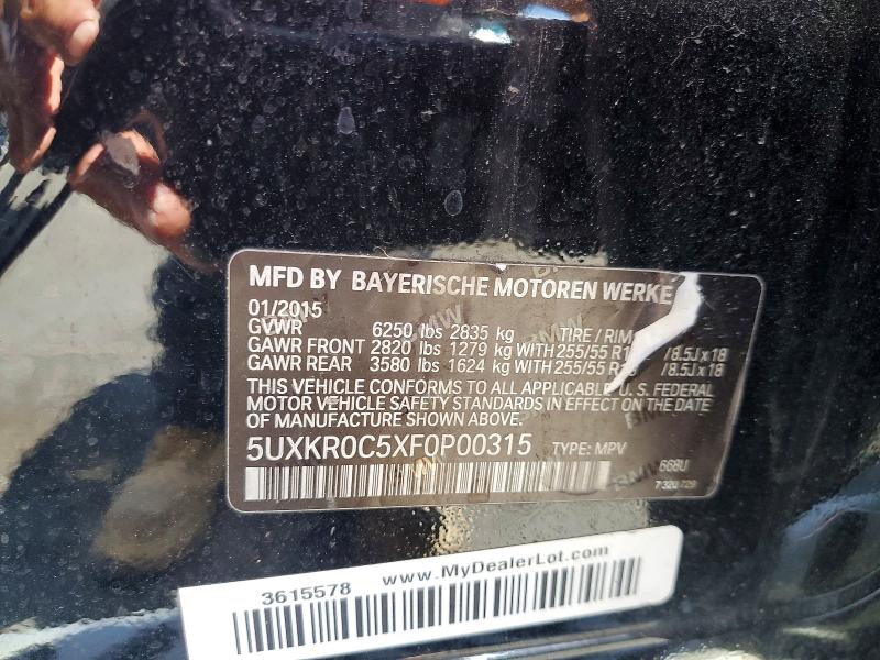 58314246 :رقم المزاد ، 5UXKR0C5XF0P00315 vin ، 2015 Bmw X5 مزاد بيع
