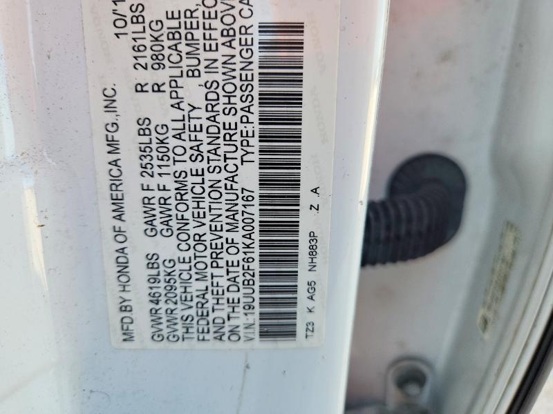 73341705 :رقم المزاد ، 19UUB2F61KA007167 vin ، 2019 Acura Tlx مزاد بيع