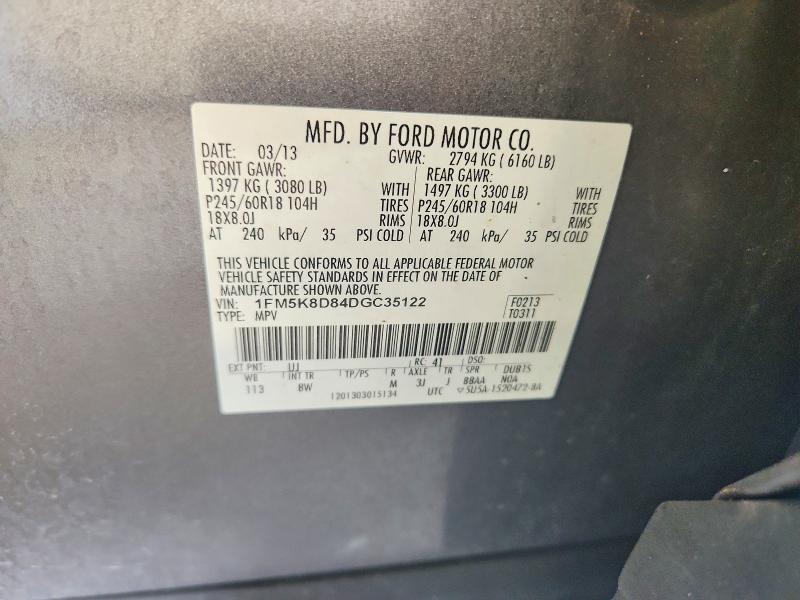 97682805 :رقم المزاد ، 1FM5K8D84DGC35122 vin ، 2013 Ford Explorer مزاد بيع