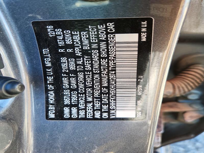 Aukcja sprzedaży 2017 Honda Civic, vin: SHHFK7H9XHU412874, numer aukcji: 56397766