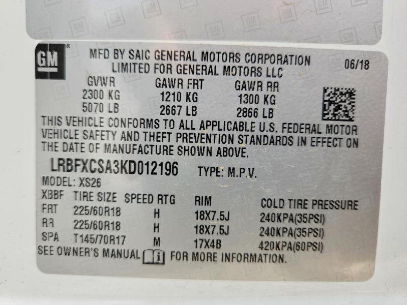 Продажа на аукционе авто 2019 Buick Envision, vin: LRBFXCSA3KD012196, номер лота: 56667606