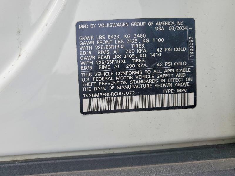 Продажа на аукционе авто 2024 Volkswagen Id.4, vin: 1V2BMPE85RC007072, номер лота: 58816066