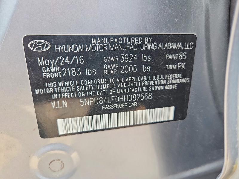 2017 Hyundai Elantra მანქანა იყიდება აუქციონზე, vin: 5NPD84LF0HH082568, აუქციონის ნომერი: 58384196