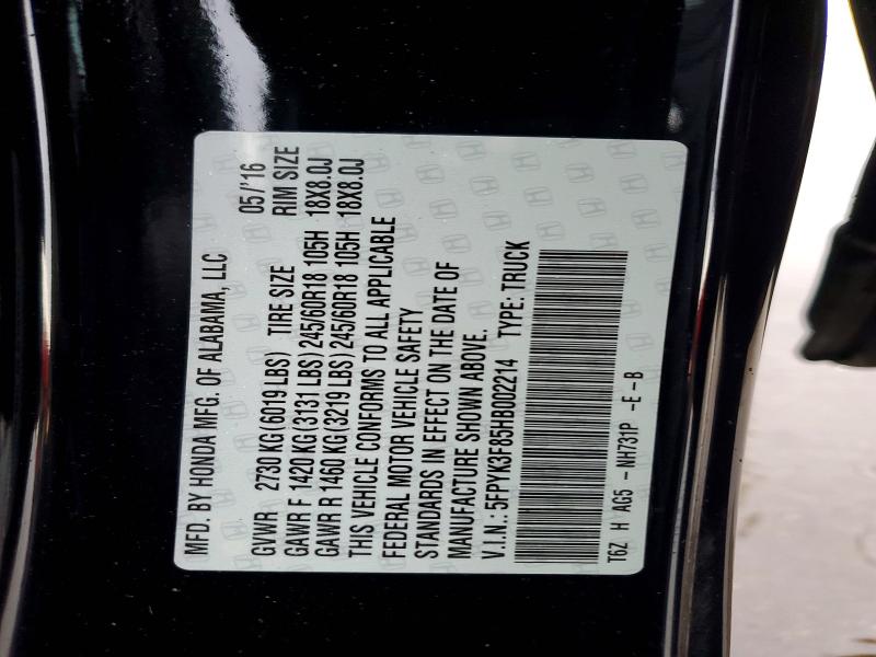 Aukcja sprzedaży 2017 Honda Ridgeline, vin: 5FPYK3F85HB002214, numer aukcji: 57958966