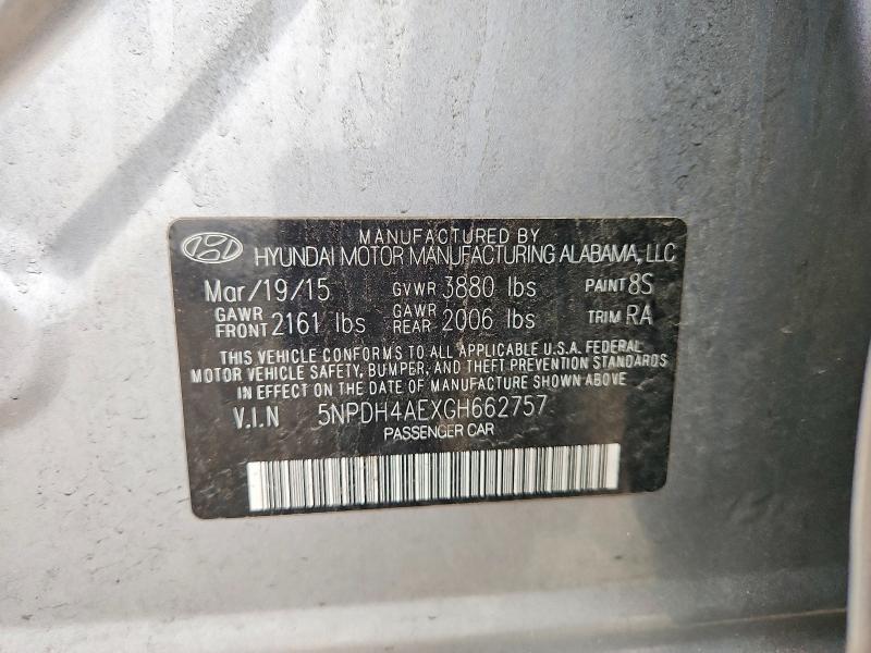 57297646 :رقم المزاد ، 5NPDH4AEXGH662757 vin ، 2016 Hyundai Elantra مزاد بيع