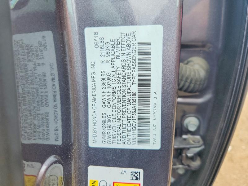 Продажа на аукционе авто 2018 Honda Accord, vin: 1HGCV1F56JA185188, номер лота: 56347566